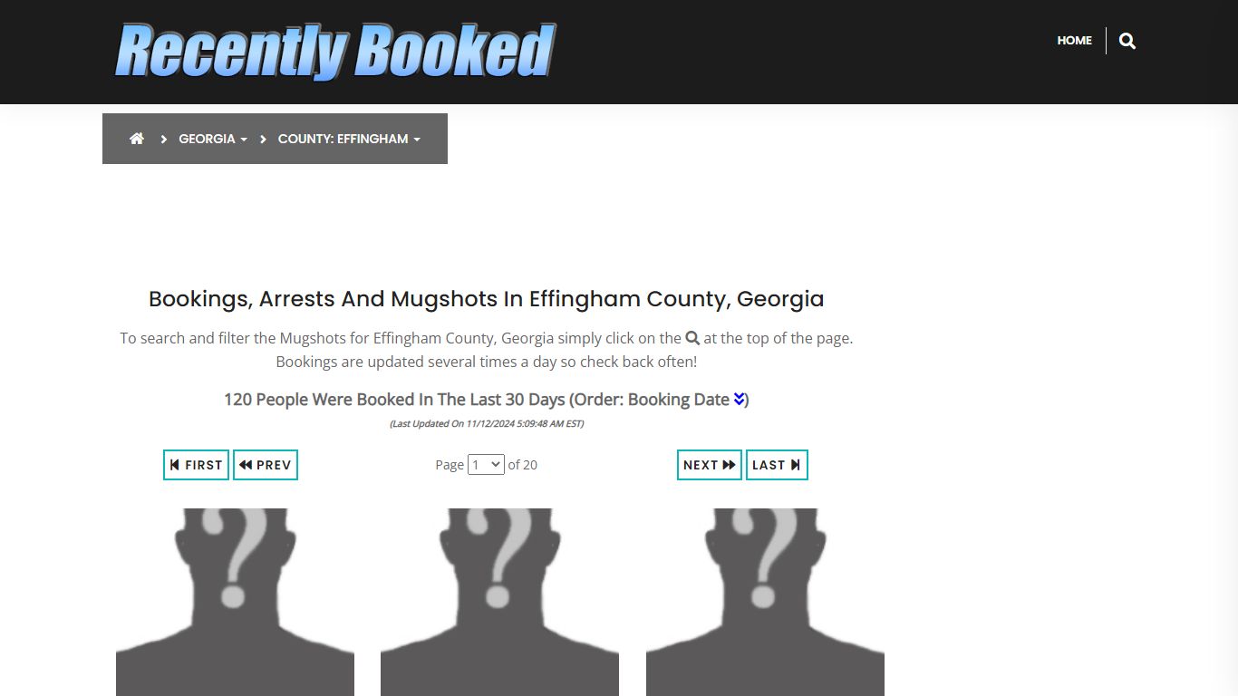 Bookings, Arrests and Mugshots in Effingham County, Georgia